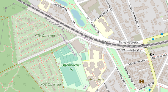Tennisverein auf Satellitenbild
