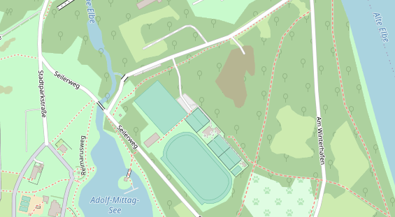 Tennisverein auf Satellitenbild