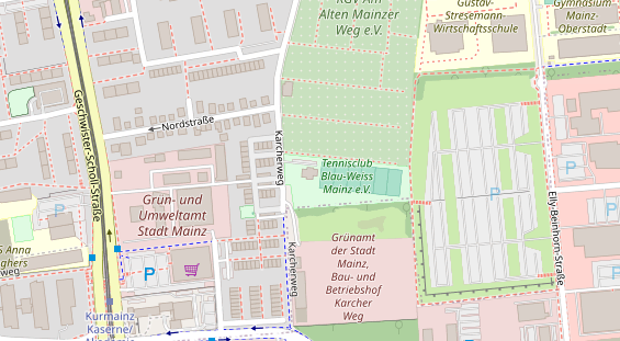 Tennisverein auf Satellitenbild