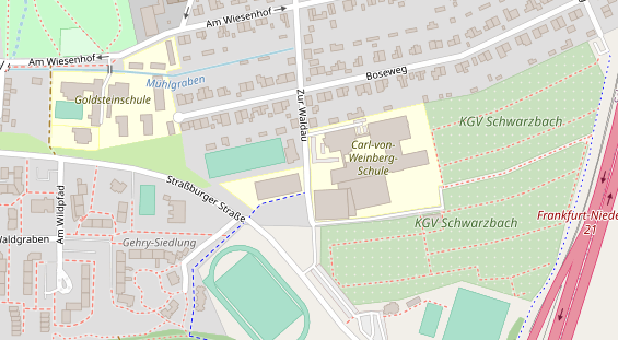 Tennisverein auf Satellitenbild