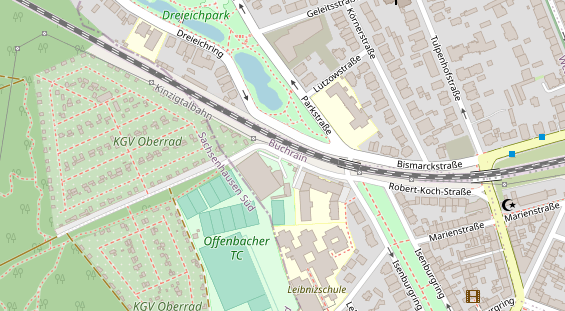 Tennisverein auf Satellitenbild