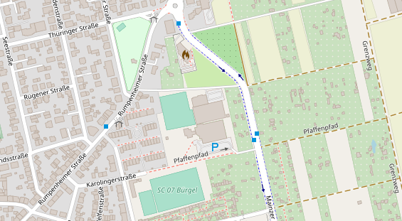 Tennisverein auf Satellitenbild