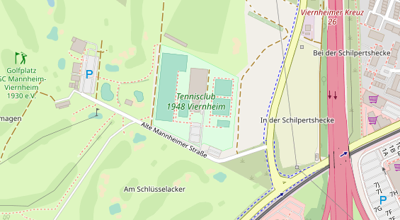 Tennisverein auf Satellitenbild