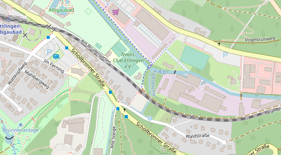 Tennisverein auf Satellitenbild