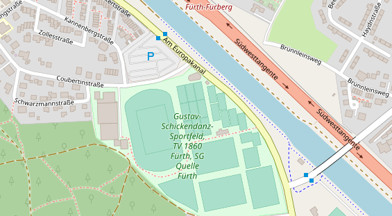 Tennisverein auf Satellitenbild