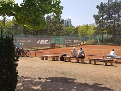 Tennisverein - Mannschaften gemeldet für dieses Jahr: Ja - Mainz Weisenau - Ausblick von der Terrasse - DJK Mainzer Sand